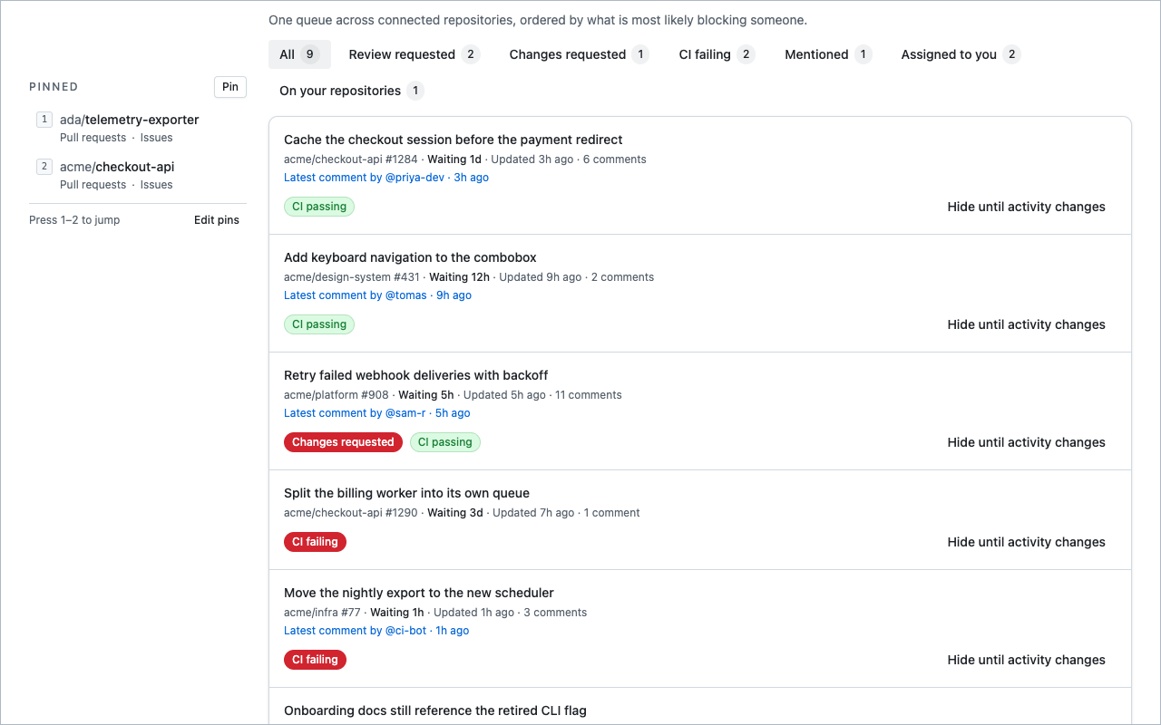 One queue across repositories
